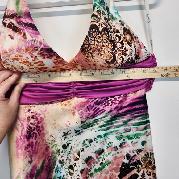 Vtg B. Darlin Y2K Halter Satin Maxi Dress 11/12 Formal Resort Cruise Mardi Gras - Picture 11 of 16